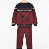 סט חליפת סריג - בורדו