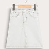 5-pocket denim skirt - white