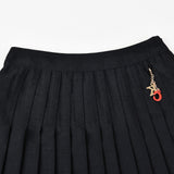 חצאית קפלים מבד אריג - נייבי