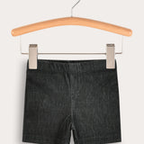 Short denim tights - black