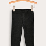 Long denim tights - black