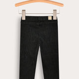 Long denim tights - black