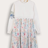 Dress with short knit shirt - spring print - no color