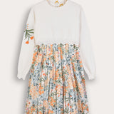 Dress with short knit shirt - Spring print - Blue