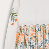 Dress with short knit shirt - Spring print - Blue