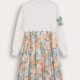 Dress with short knit shirt - Spring print - Blue
