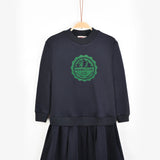 שמלה עם סמל קטיפה - נייבי