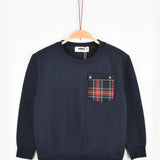 חולצה עם כיס משבצות - נייבי