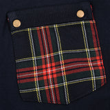 חולצה עם כיס משבצות - נייבי