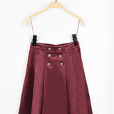 חצאית קפלים קטיפה - בורדו