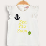 Baby shirt with crochet combination - beige