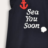 Baby shirt with crochet combination - Navy