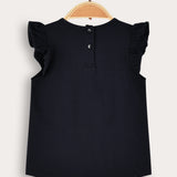 Baby shirt with crochet combination - Navy