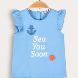 Baby shirt with crochet combination - blue