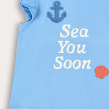 Baby shirt with crochet combination - blue