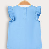 Baby shirt with crochet combination - blue