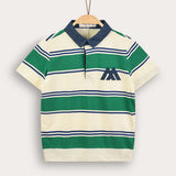 חולצת פסים עם צווארון - ירוק