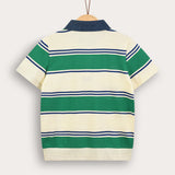 חולצת פסים עם צווארון - ירוק