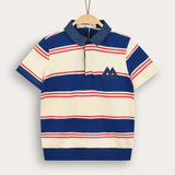 חולצת פסים עם צווארון - כחול