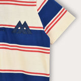 חולצת פסים עם צווארון - כחול