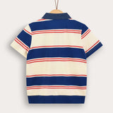 חולצת פסים עם צווארון - כחול