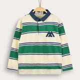 חולצת פסים עם צווארון - ירוק