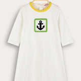 שמלה בשילוב סריג קרושה - שמנת