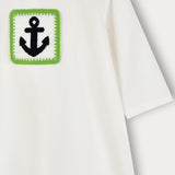 שמלה בשילוב סריג קרושה - שמנת