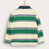 חולצת פסים עם צווארון - ירוק