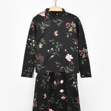 שמלה בהדפס פרחים - שחור