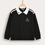 Polo shirt with collar - black