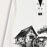 Country print long sleeve shirt - white