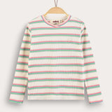 Printed shirt with V-neck - cream