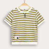 Striped waffle shirt - green
