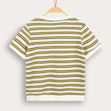 Striped waffle shirt - green