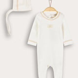 סט בייביגרו וכובע תואם - שמנת