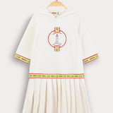 שמלת פולו עם קפוצ'ון - שמנת