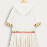 שמלת פולו עם קפוצ'ון - שמנת