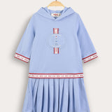שמלת פולו עם קפוצ'ון - תכלת