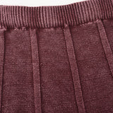 חצאית סריג במראה משופשף - בורדו