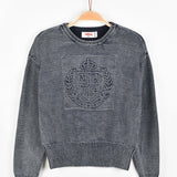 חולצת סריג במראה משופשף - ג'ינס