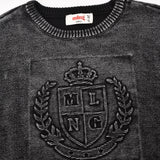 חולצת סריג במראה משופשף - שחור