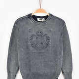 חולצת סריג עם סמל - כחול