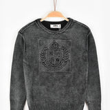 חולצת סריג עם סמל - שחור