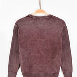 חולצת סריג עם סמל - בורדו