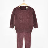 חליפת סריג עם סמל - בורדו