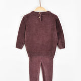 חליפת סריג עם סמל - בורדו