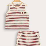 Boys' Striped Set - Beige