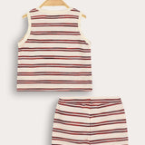 Boys' Striped Set - Beige