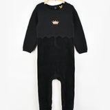 בייביגרו קטיפה בשילוב סריג - שחור